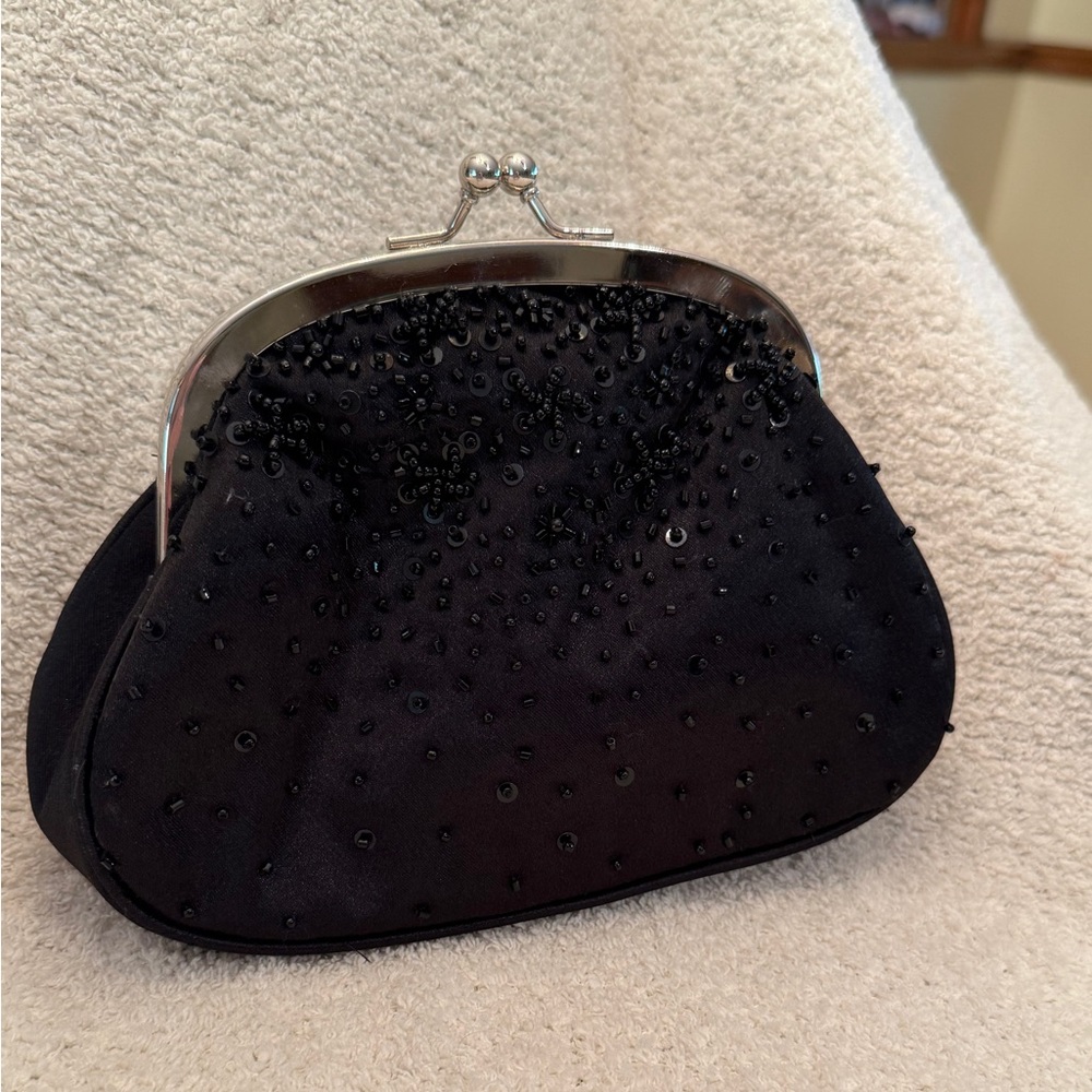 Elegant Black Beaded Clutch